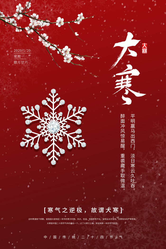 24二十四节气传统节日大寒宣传活动海报插画合集psd设计素材模板psd模版下载