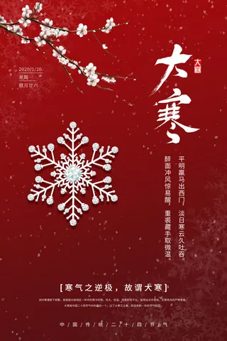 24二十四节气传统节日大寒宣传活动海报插画合集psd设计素材模板