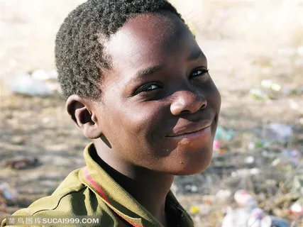 外国儿童-非洲的黑人小孩面部特写