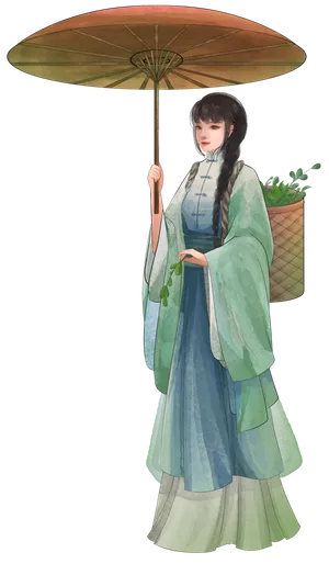 雨水二十四节气古风女孩撑伞国潮风