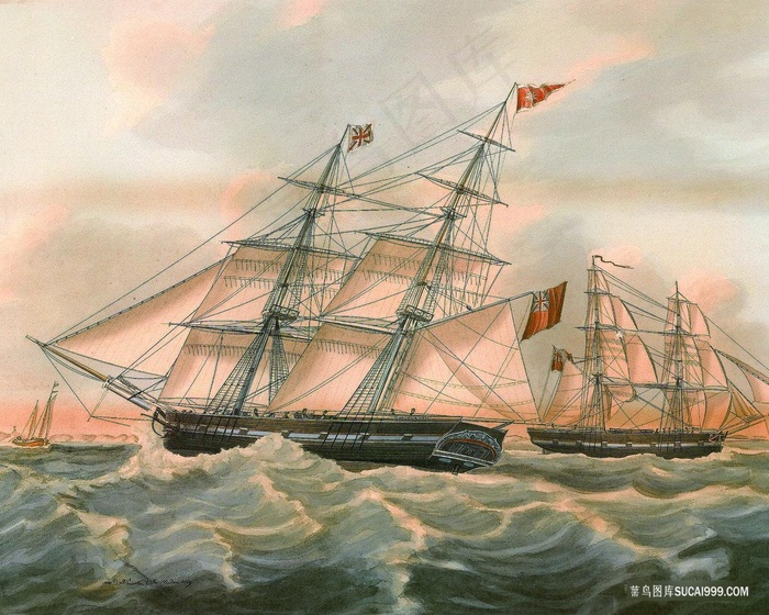 海景帆船油画风景画