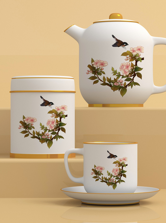 高端品牌茶叶包装盒纸袋智能贴图样机产品效果图展示PSD素材模板