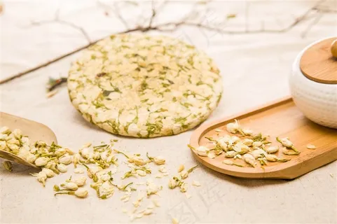 茉莉花茶饼茶叶茶文化摄影图