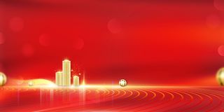 喜气红色国庆节庆祝周年展板背景