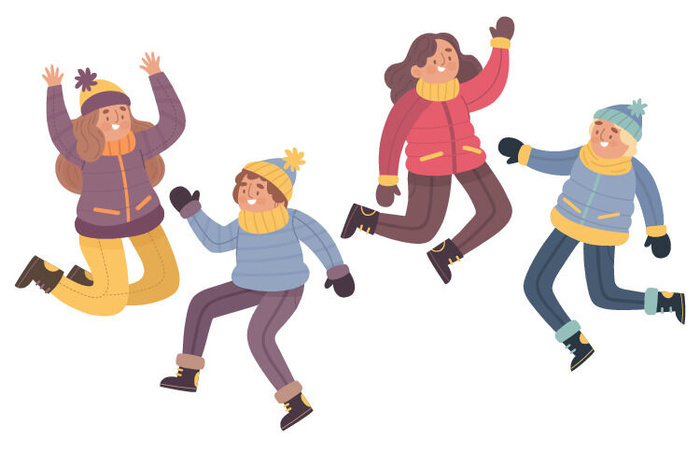 冬天服饰服装冬装穿冬装保暖冬季卡通人物男女装Ai矢量图片素材