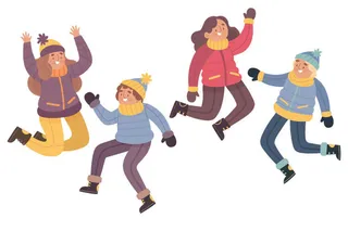 冬天服饰服装冬装穿冬装保暖冬季卡通人物男女装Ai矢量图片素材