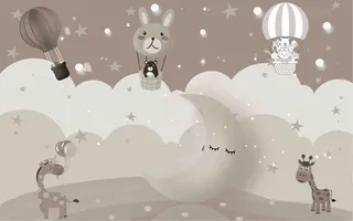 北欧卡通动物背景墙