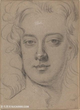 手绘女士肖像素描装饰画手绘插画