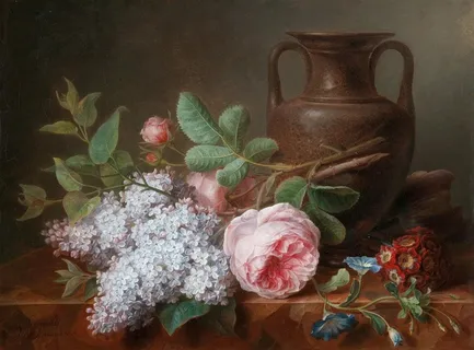 欧美手绘花瓶花卉油画图片 欧美手绘花瓶花卉油画图片