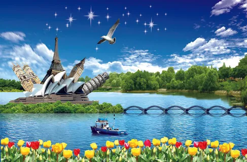 风景画流水生财装饰画