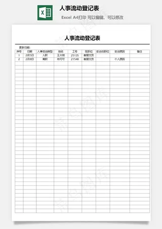 人事流动登记表