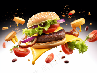 美味汉堡包美食摄影图