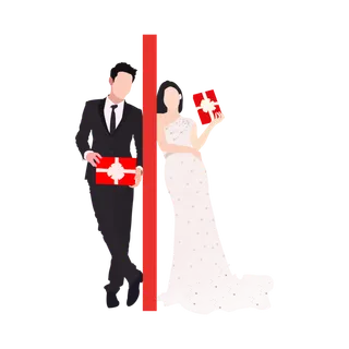 婚纱卡通人物婚礼白纱结婚婚纱摄影手绘