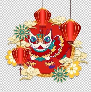 设计祝贺新年舞狮背景
