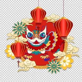 设计祝贺新年舞狮背景