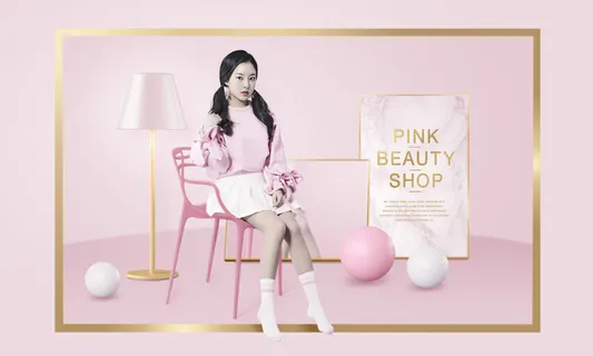 电商广告化妆用品粉色背景