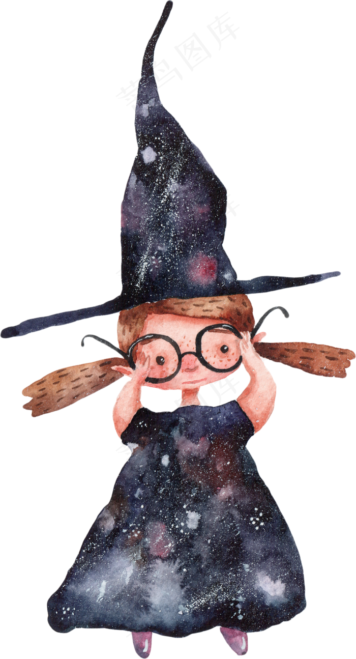卡通万圣节手绘人物可爱小女孩