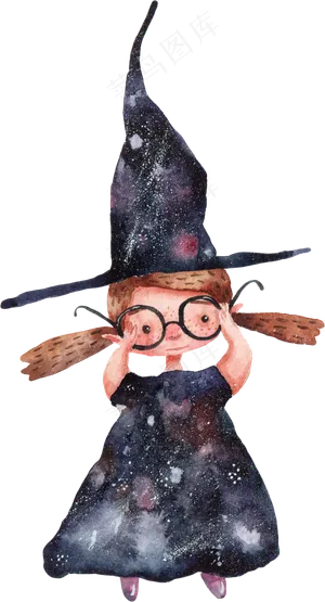 卡通万圣节手绘人物可爱小女孩