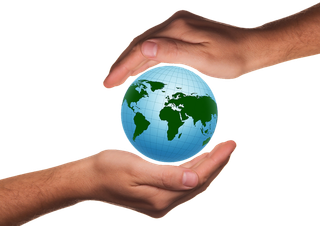 手持蓝色星球双手地球一小时