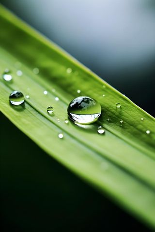 枝叶树叶绿色水滴露珠清新背景