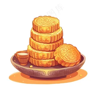 中秋月饼美食插画免抠