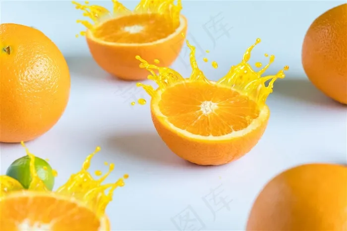 新鲜橙子和橙汁