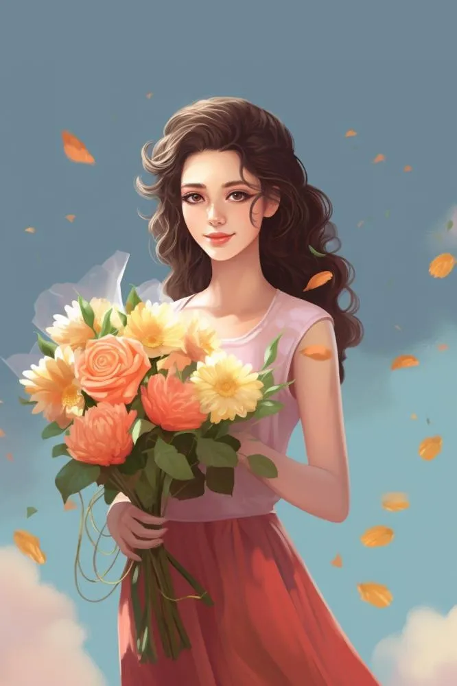 教师花束线条绘画背景(896x1344)