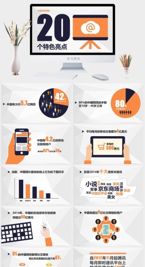 商务欧美扁平汇报通用类PPT模板预览图