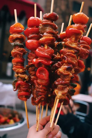 烤肉烧烤串美食摄影图