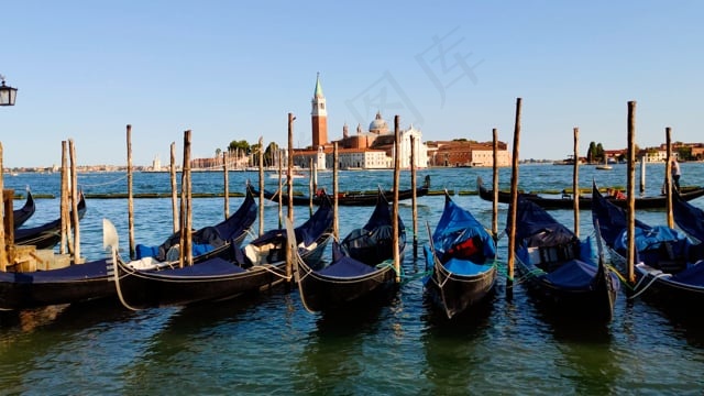贡多拉, 船, 渠道, 威尼斯, 水, 圣马克, 意大利