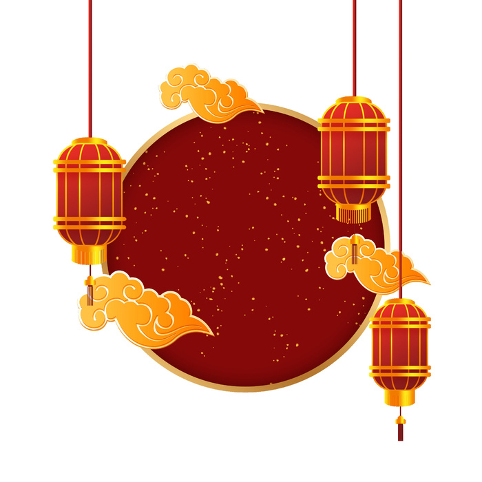 灯笼框装饰新年psd模版下载