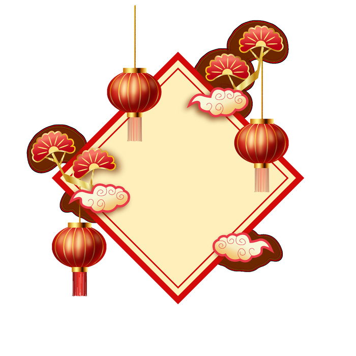 设计灯笼框装饰新年psd模版下载