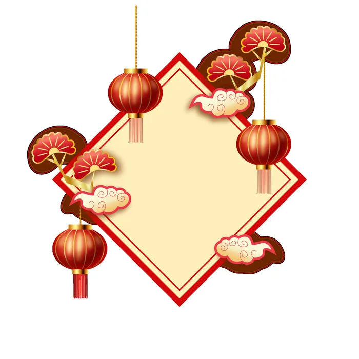 设计灯笼框装饰新年psd模版下载