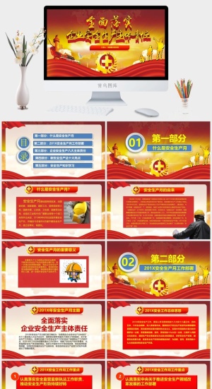 安全生产PPT模板预览图