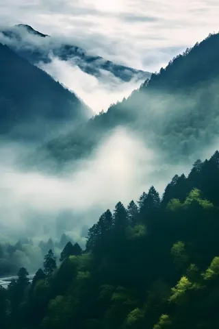 半山云朵光照背景