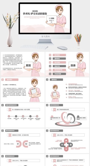 护士述职报告PPT模板预览图