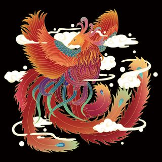 凤，云凤，凤舞九天，七彩凤