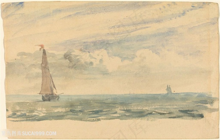 康斯坦布尔油画海景船风景画