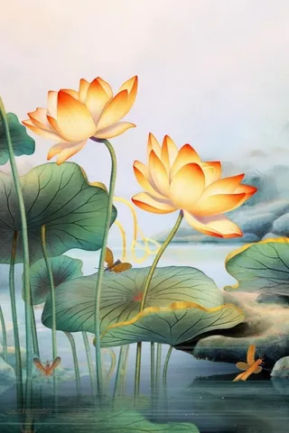 中国风精致荷花大气背景