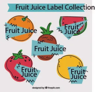 免抠彩绘果汁标签