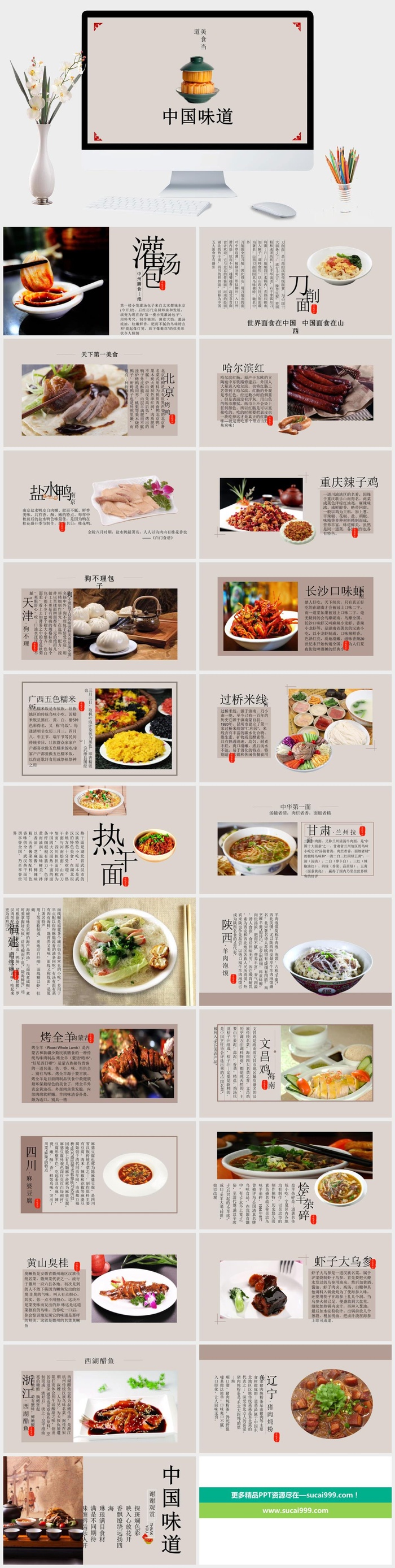 中国各地美食介绍PPT模板