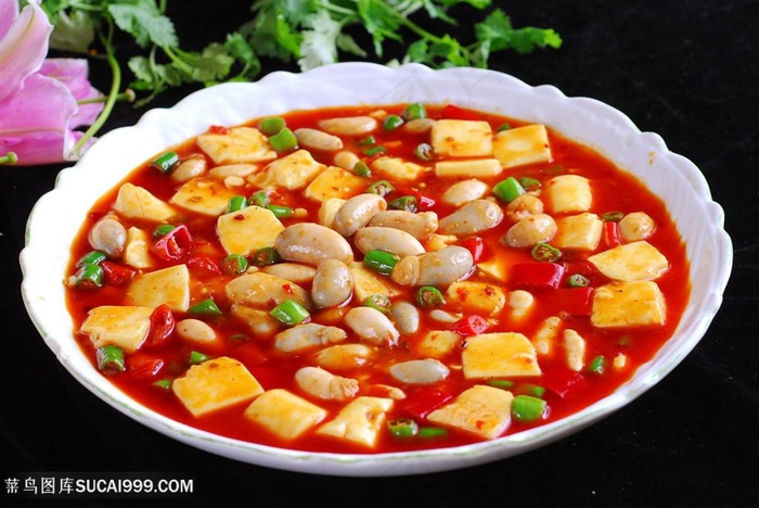 豆腐鸡肾中华美食摄影图