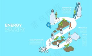 蓝色矢量绿色环保新能源插画格式