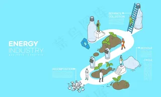 蓝色矢量绿色环保新能源插画格式