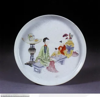 传统瓷器-母亲教小孩盘子