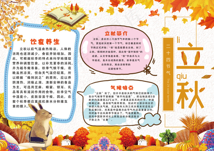 二十四节气立秋 手抄报秋天psd模版下载