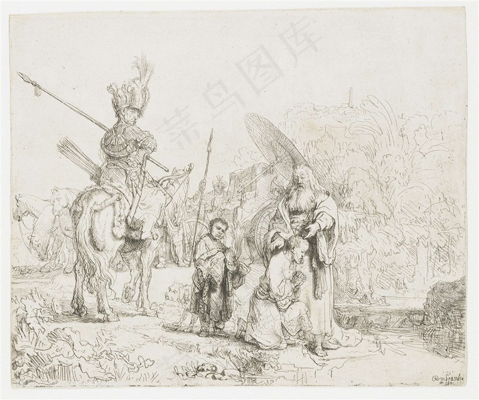 伦勃朗素描骑士高清装饰画