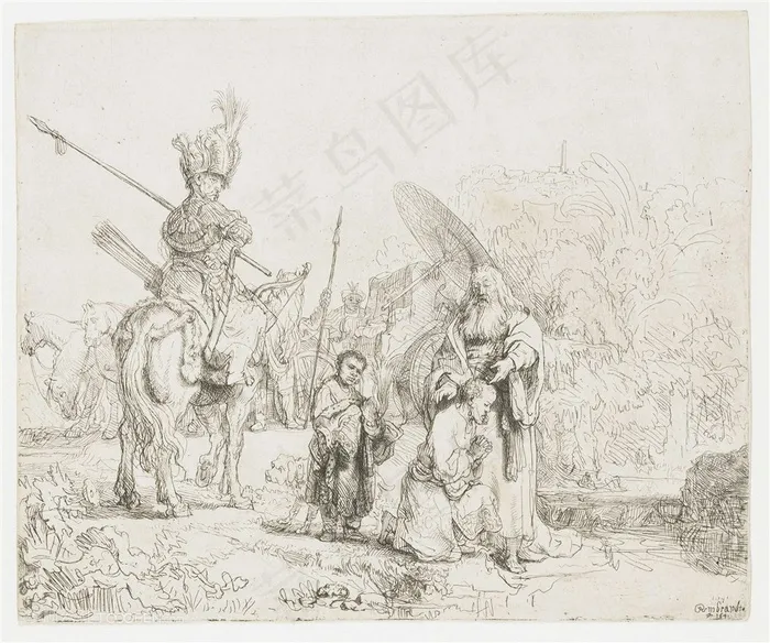 伦勃朗素描骑士高清装饰画