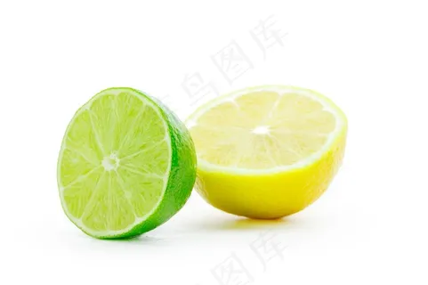 青柠和柠檬切面高清摄影