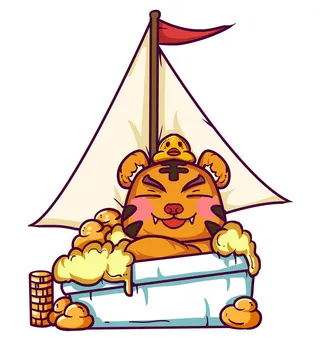 2022虎年吉祥物卡通公仔小老虎形象设计福字元素手绘插画psd素材